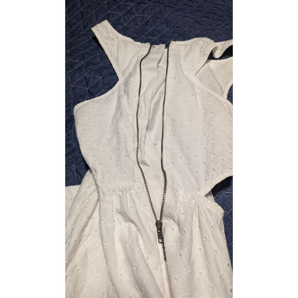 American Eagle Size 4 White Eyelet Cotton Mini Dress Zippered Back Coquette - Picture 6 of 13